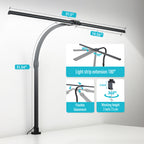 Nerius Axis Base desk lamp with adjustable head angles, flexible arm, and clamp base, suitable for various desk setups in office or home workspace