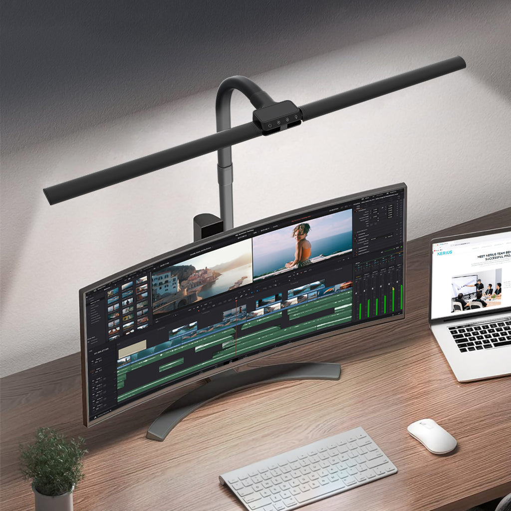 Nerius Axis Duo Lite — Compact Clamp Desk Lamp with Remote